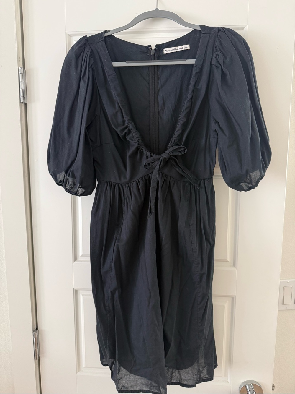 Abercrombie Babydoll Puff-Sleeve Black Dress